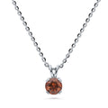 Solitaire CZ Necklace in Sterling Silver, Round Cut / Caramel