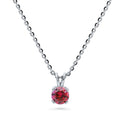Solitaire CZ Necklace in Sterling Silver, Round Cut / Red