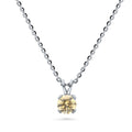 Solitaire CZ Necklace in Sterling Silver, Round Cut / Yellow