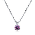 Solitaire CZ Necklace in Sterling Silver, Round Cut / Purple