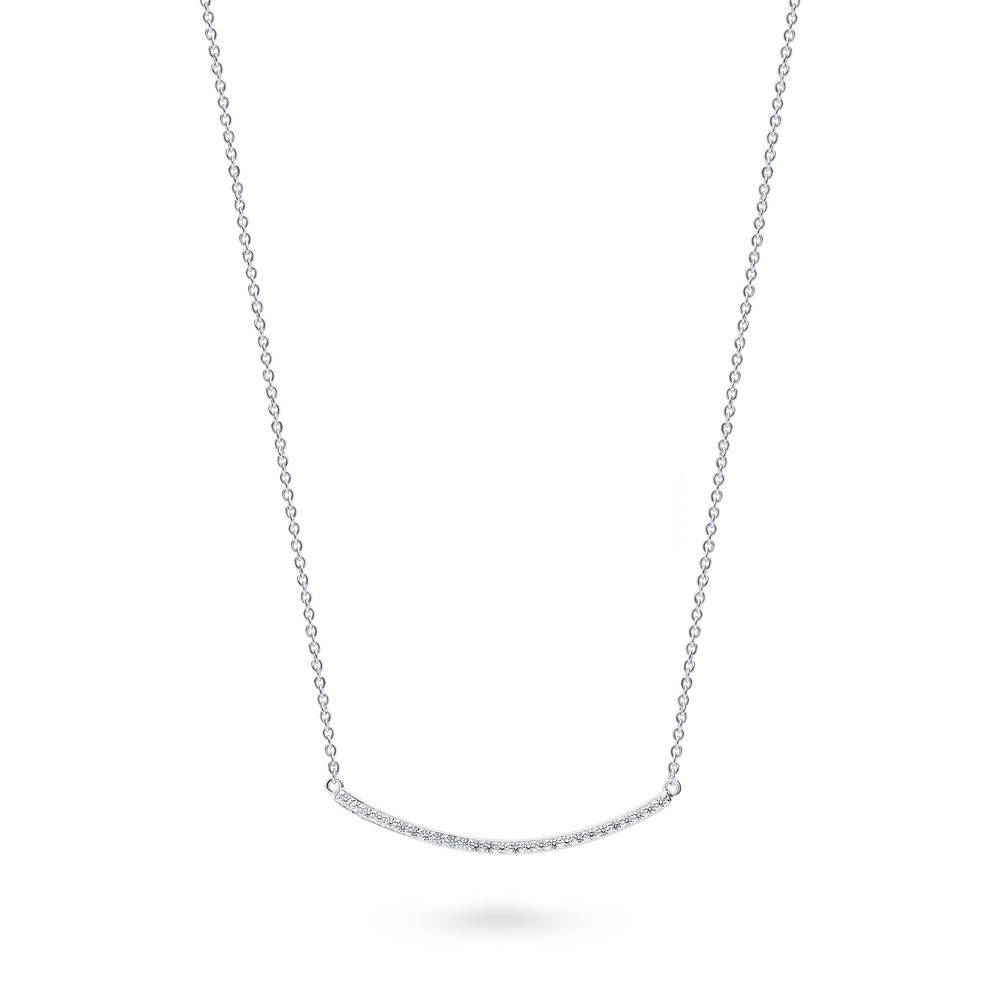 Bar CZ Pendant Necklace in Sterling Silver