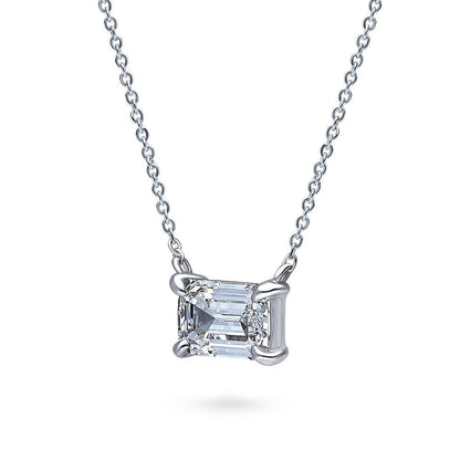 Solitaire CZ Layered Necklace in Sterling Silver, 2-Piece