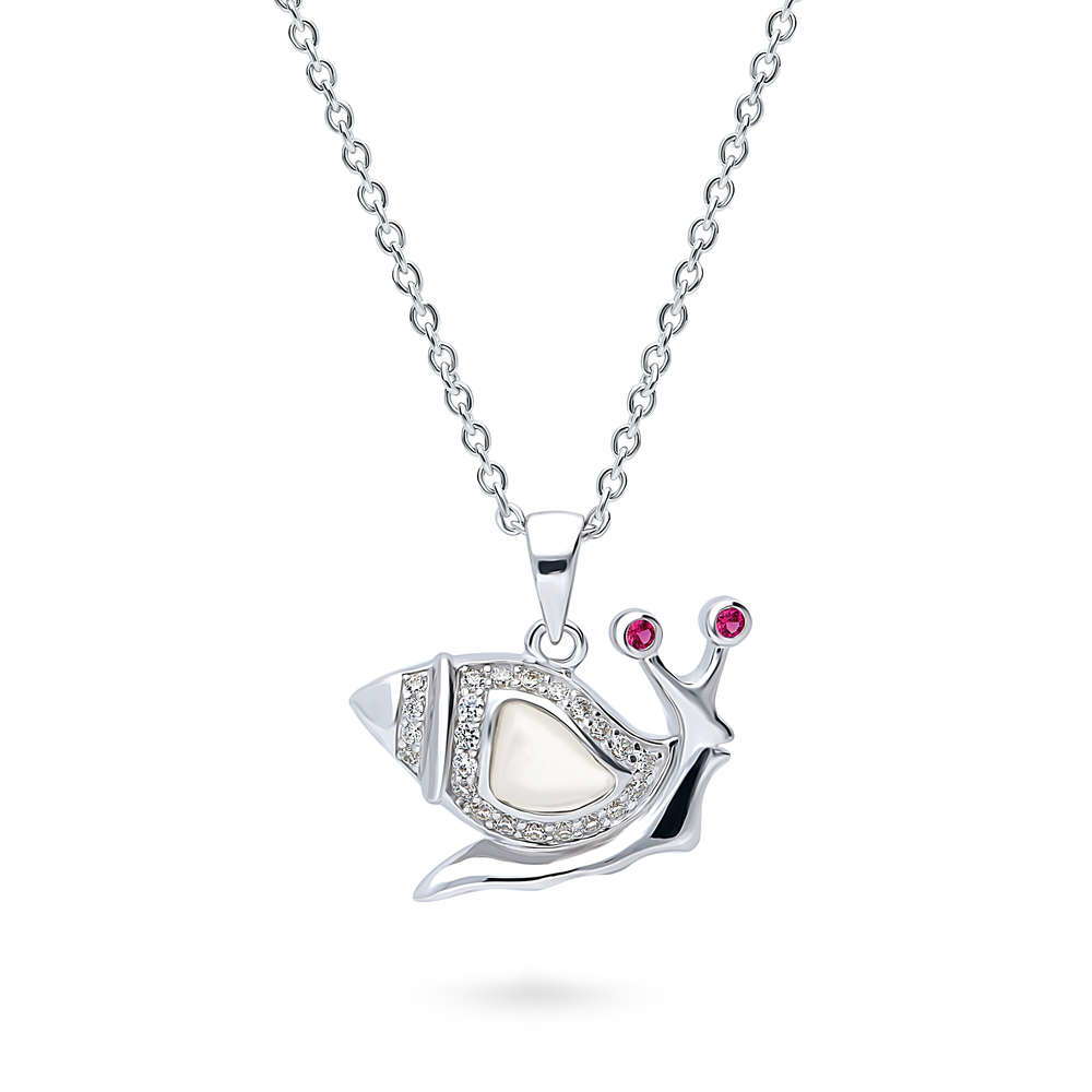 Snail Mother Of Pearl Necklace in Sterling Silver