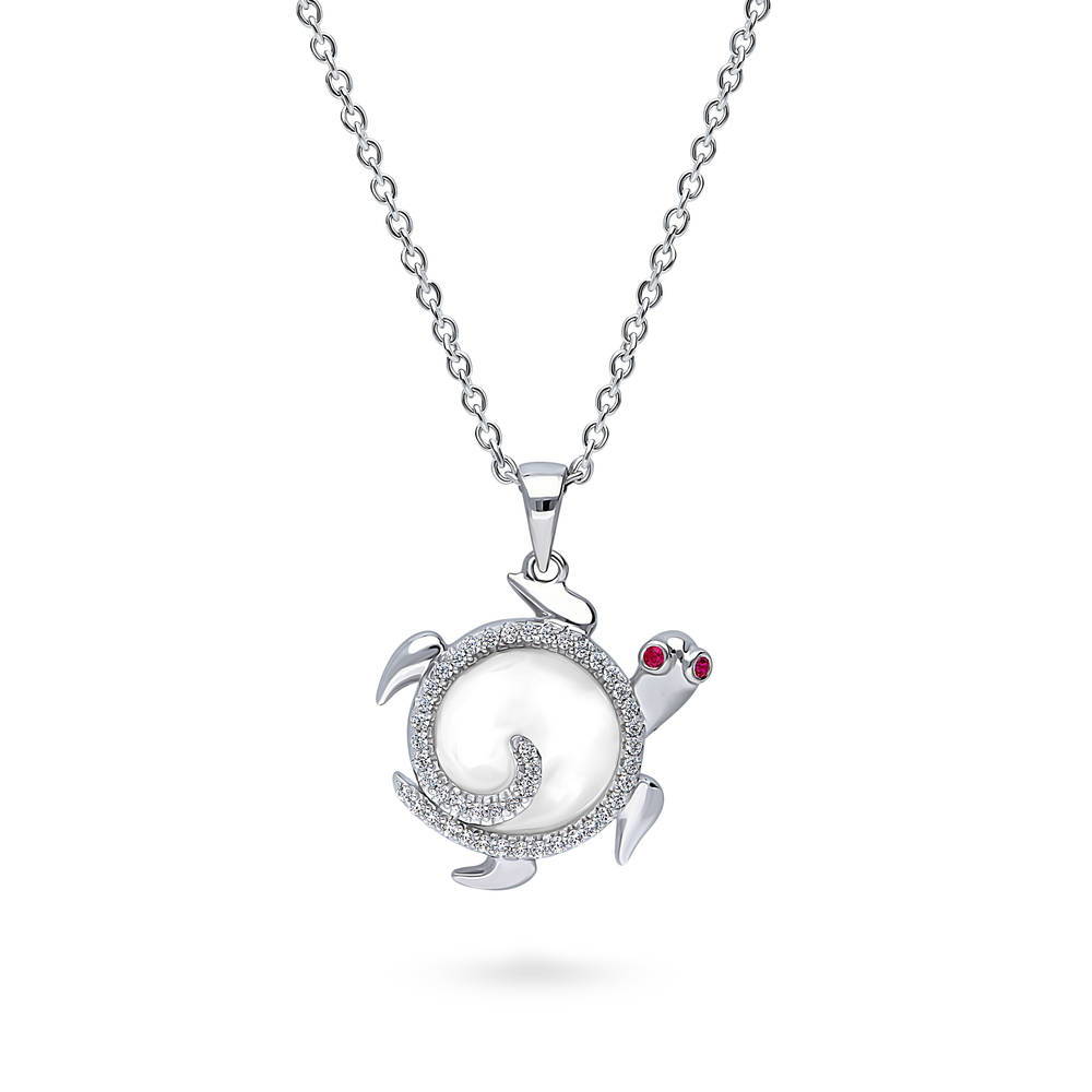 Turtle Mother Of Pearl Necklace in Sterling Silver