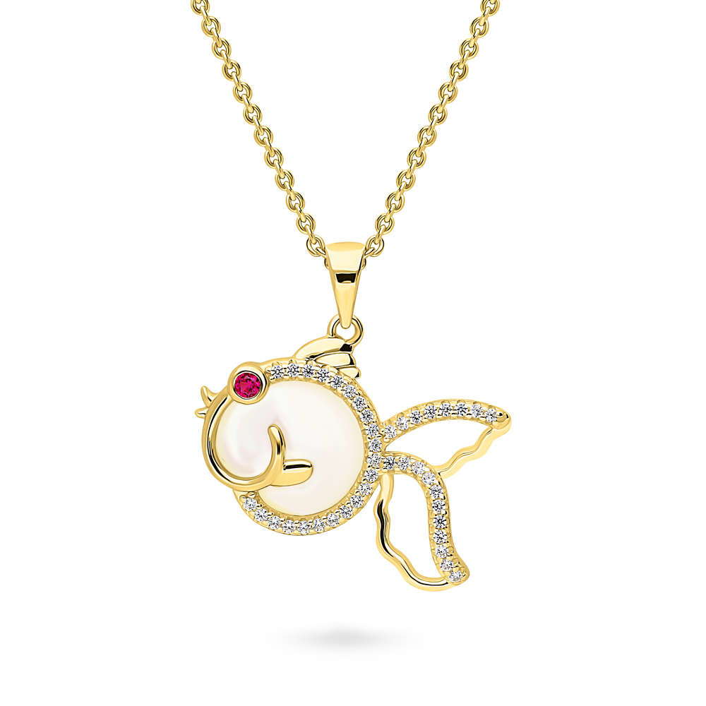 Fish Mother Of Pearl Necklace in Sterling Silver