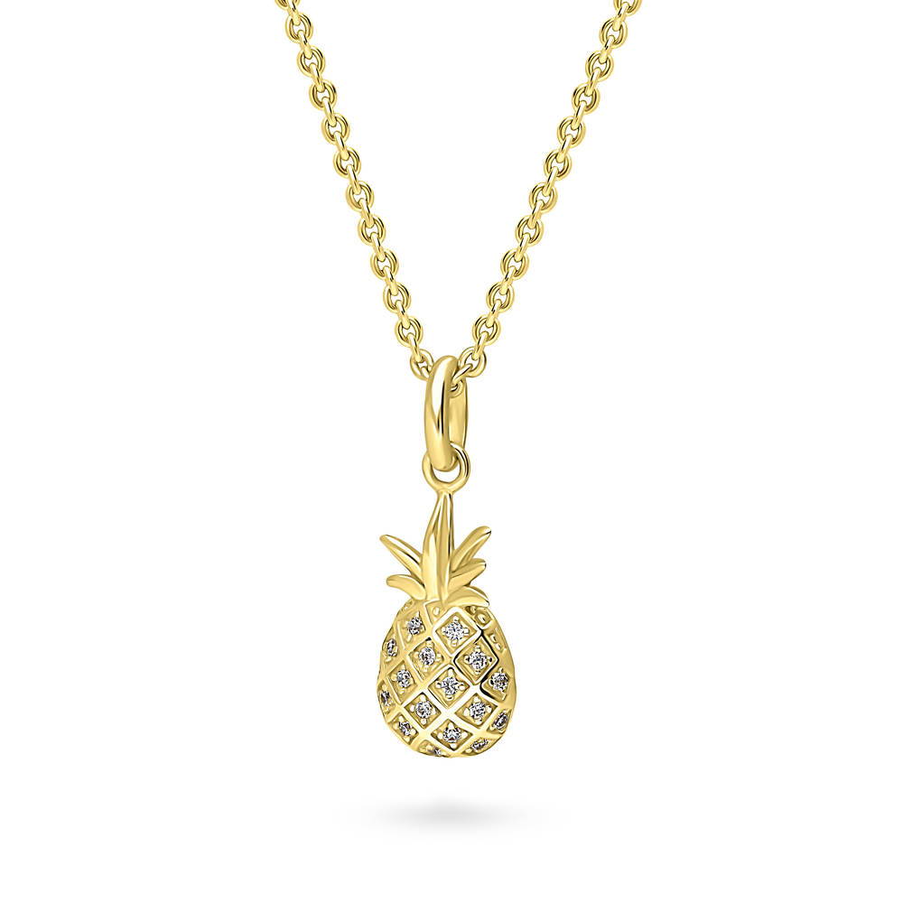 Pineapple Necklace with Cubic Zirconia 14k Gold-plated Sterling Silver Pineapple Necklace with Cubic Zirconia 14k Gold-plated Sterling Silver