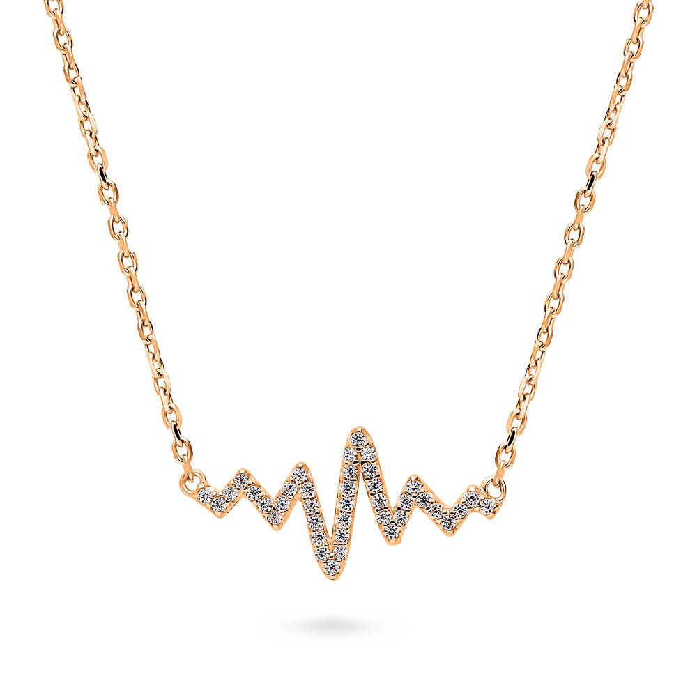 Heartbeat CZ Necklace in Sterling Silver