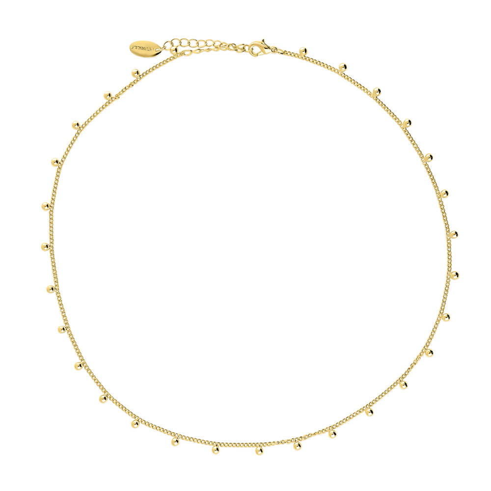 Bead Station Necklace, Yellow Gold Plated