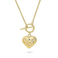Angle view of Heart Checkerboard Toggle Pendant Necklace, Yellow Gold Flashed