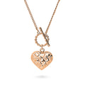 Heart Checkerboard Toggle Pendant Necklace, Rose Gold Flashed