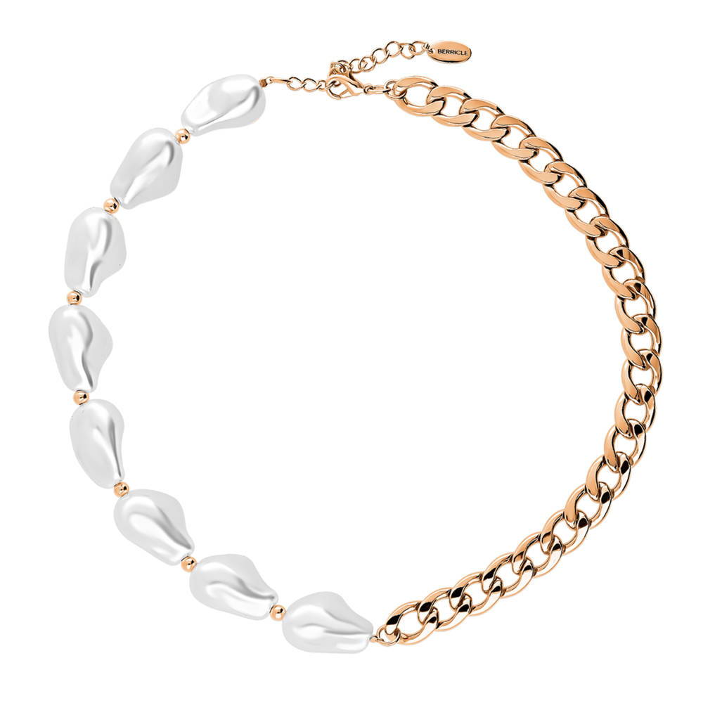 Imitation Pearl Curb Chain Necklace