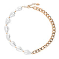 Imitation Pearl Curb Chain Necklace, Rose Gold Flashed