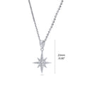 Front view of North Star CZ Necklace in Sterling Silver, Rhodium Plated