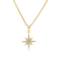 North Star CZ Necklace in Sterling Silver, Yellow Gold Flashed