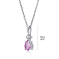 Front view of Solitaire 1ct Pear CZ Necklace in Sterling Silver, Purple Color