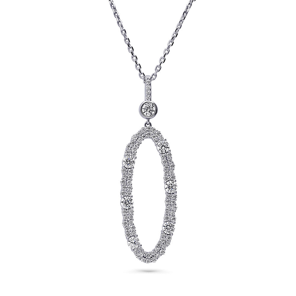 Open Oval Cluster CZ Set in Sterling Silver, 5 of 11