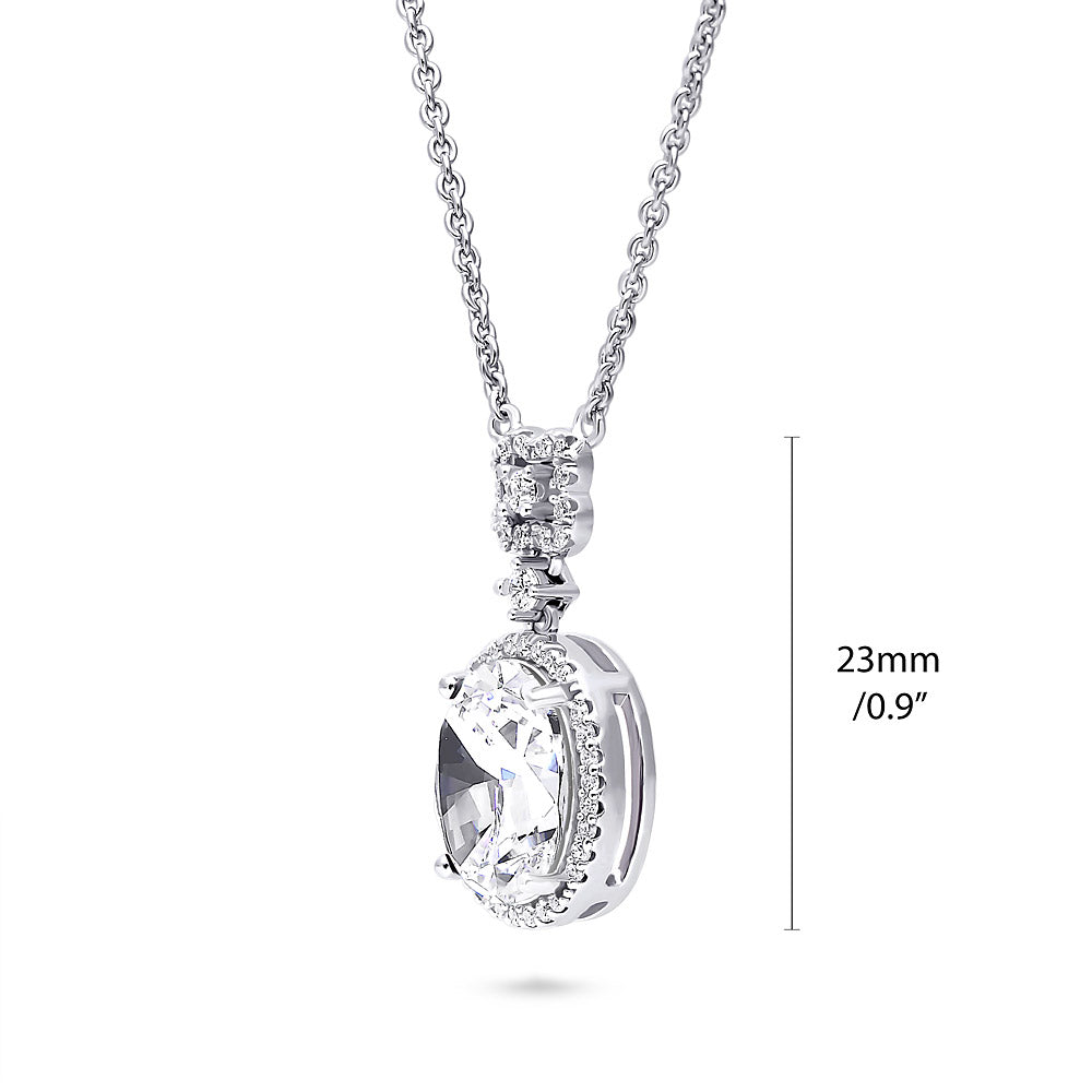 Sterling Silver Halo Clover Oval CZ Fashion Dangle Earrings