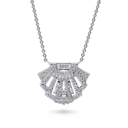 Art Deco CZ Necklace and Earrings in Sterling Silver