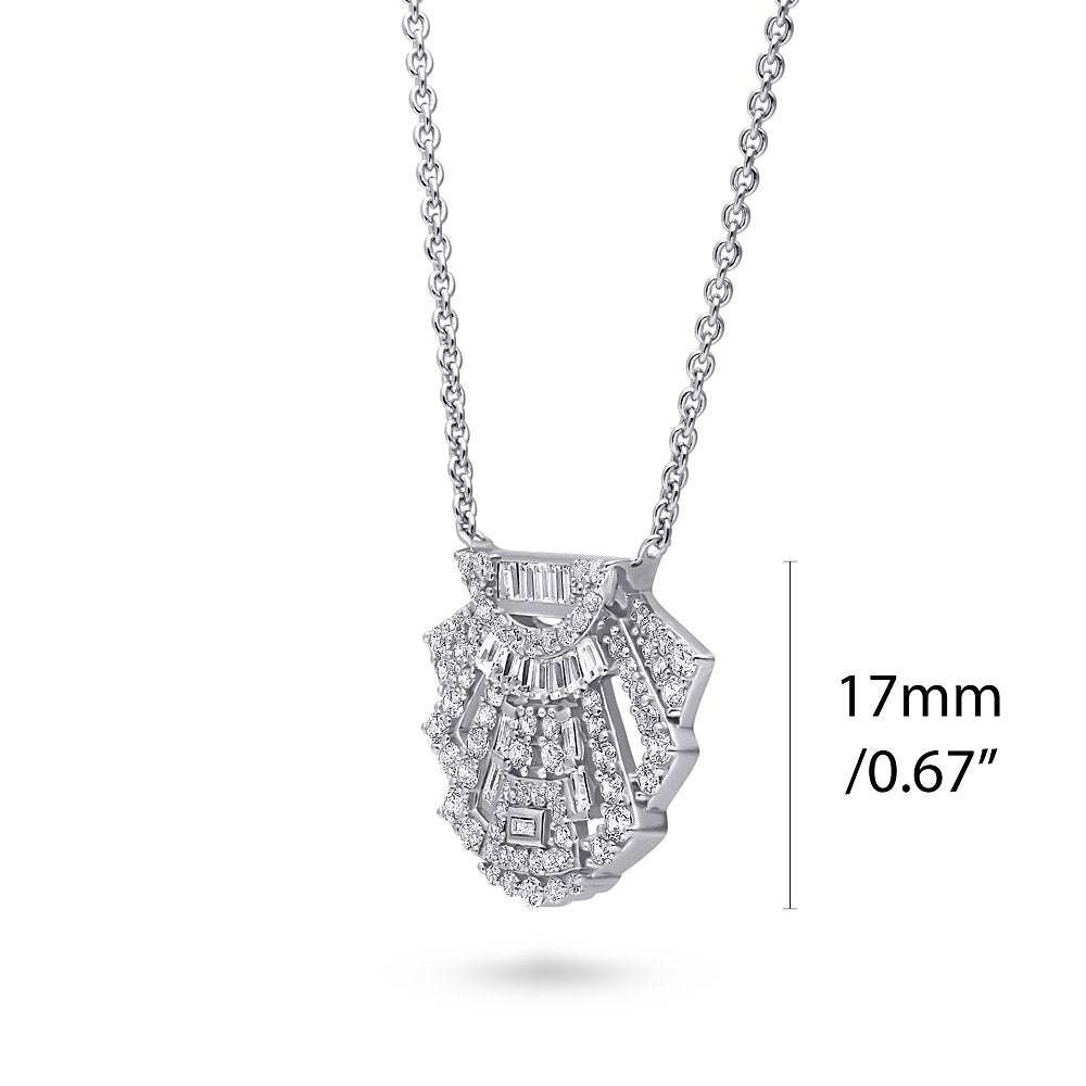 Art Deco CZ Pendant Necklace in Sterling Silver
