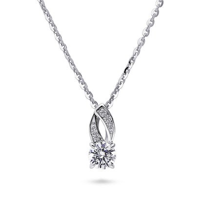 Woven CZ Pendant Necklace in Sterling Silver