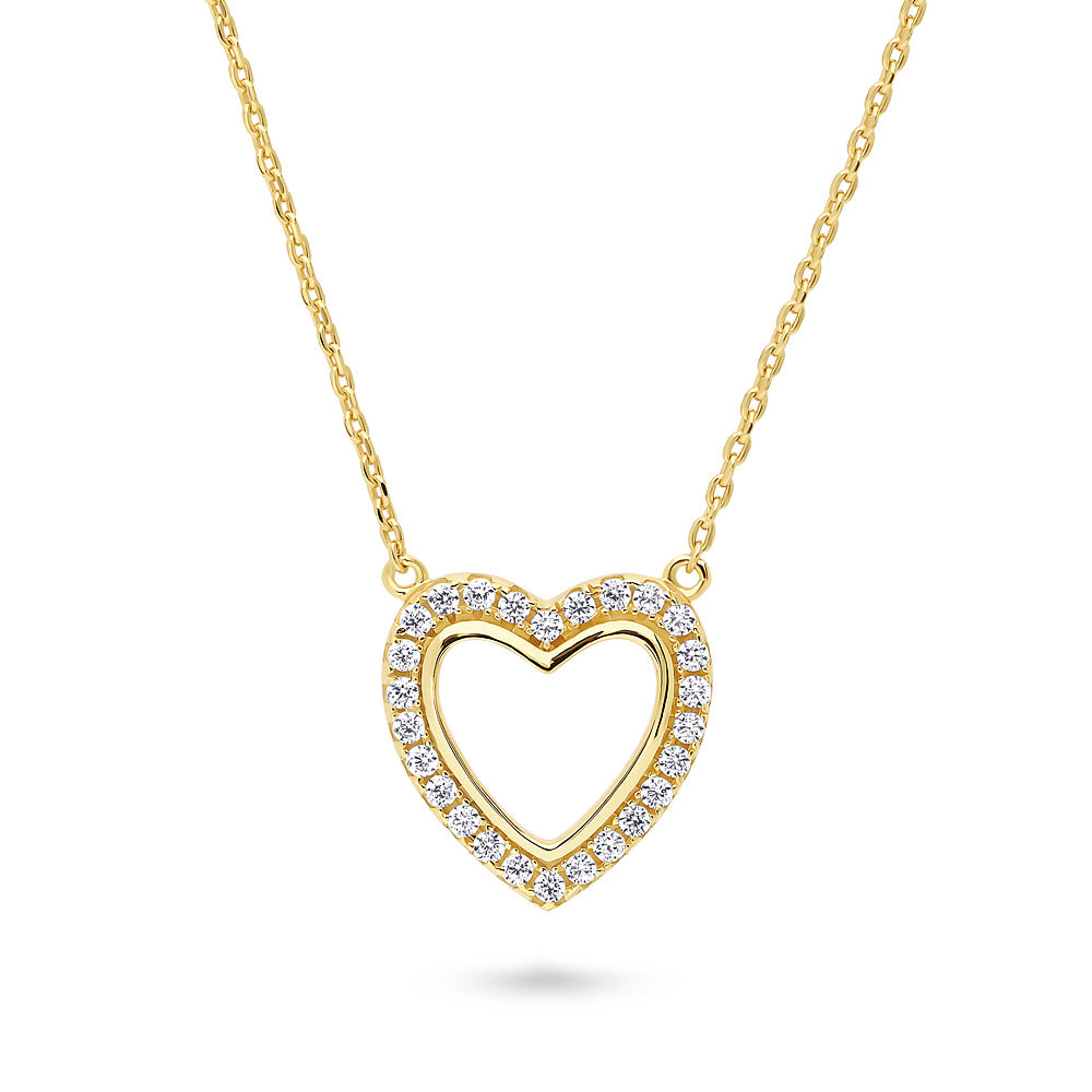 Open Heart CZ Necklace in Sterling Silver