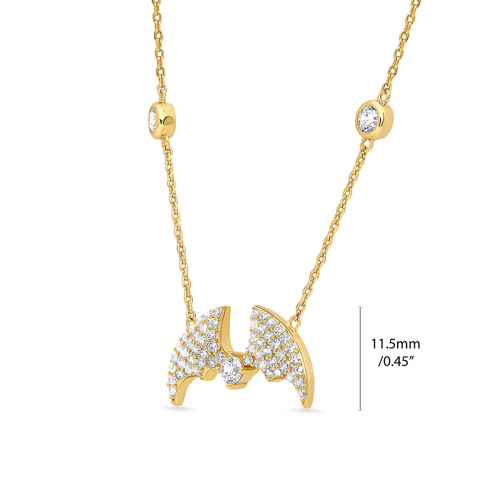 Front view of Bat CZ Necklace in Gold Flashed Sterling Silver, 4 of 7