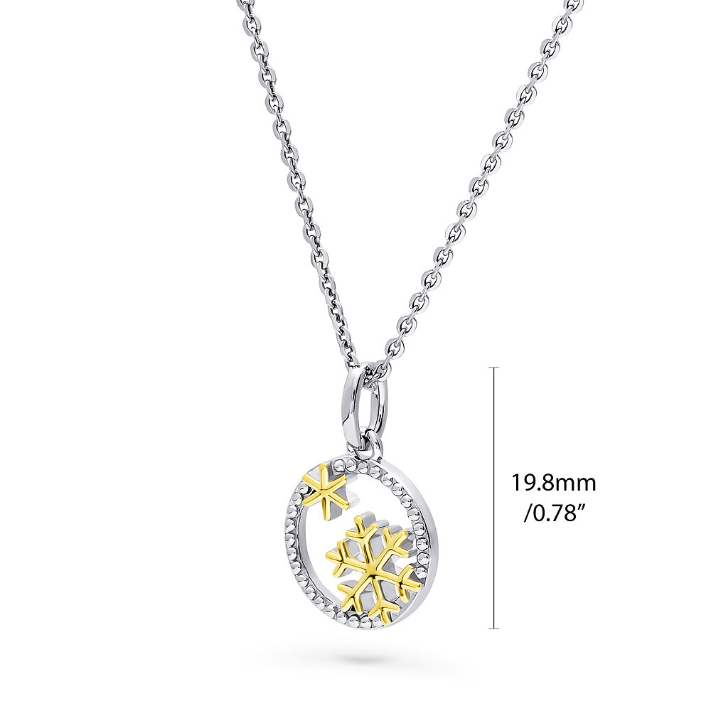 Front view of Snowflake Necklace in Gold Flashed Sterling Silver, 2 of 4