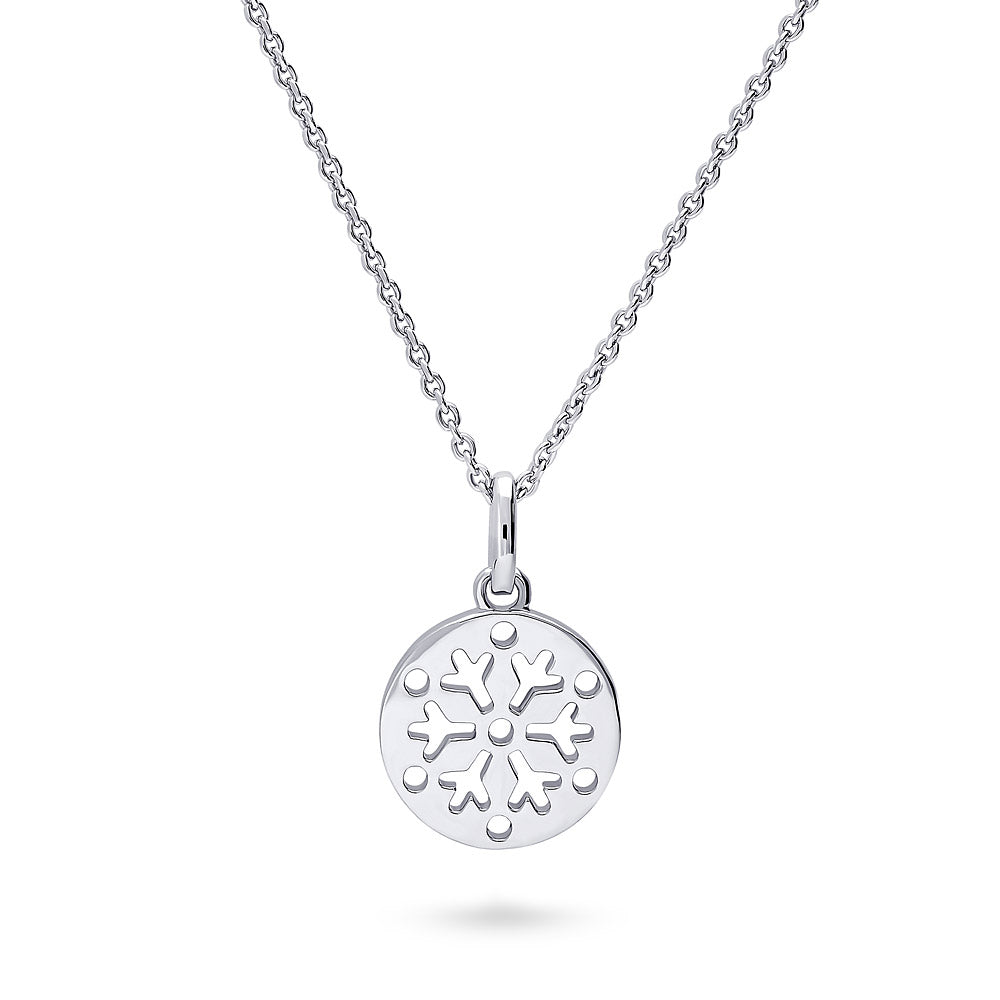 Snowflake Coin Necklace in Sterling Silver