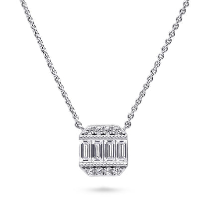 Art Deco CZ Pendant Necklace in Sterling Silver