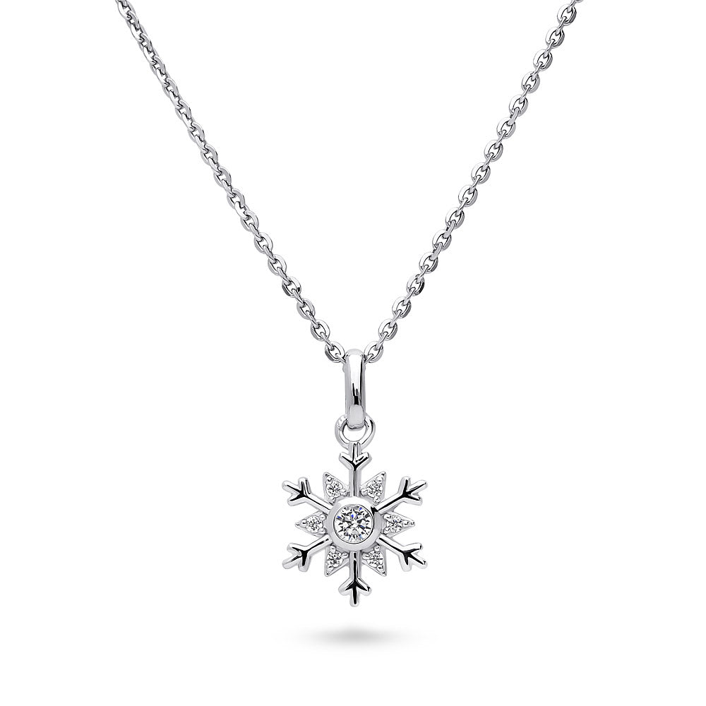 Snowflake CZ Necklace in Sterling Silver
