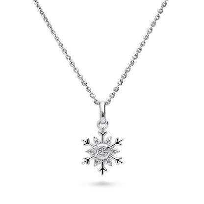 Snowflake CZ Necklace in Sterling Silver