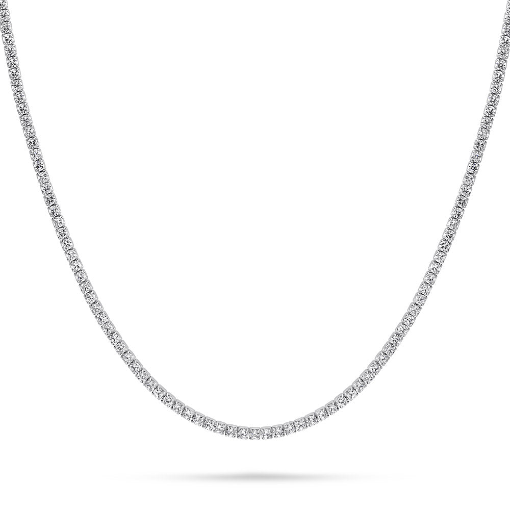 CZ Necklace and Bracelet in Sterling Silver, Rhodium Plated, Clear