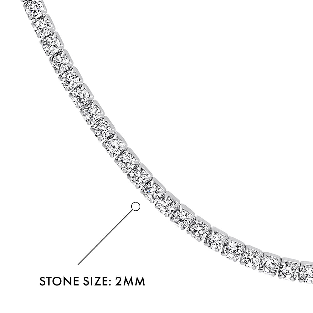 Angle view of CZ Necklace and Bracelet in Sterling Silver, Rhodium Plated, Clear