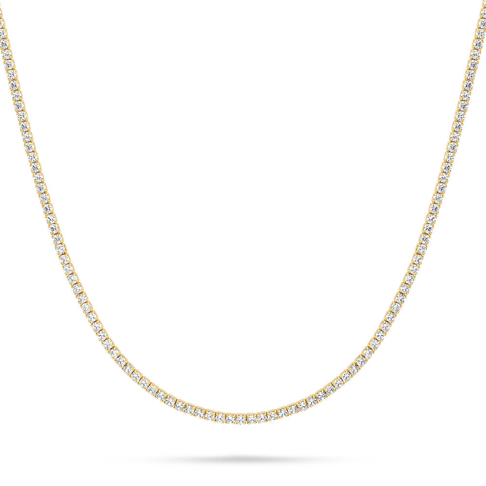 CZ Tennis Choker Necklace Set in Sterling Silver, 3-Piece Style 1