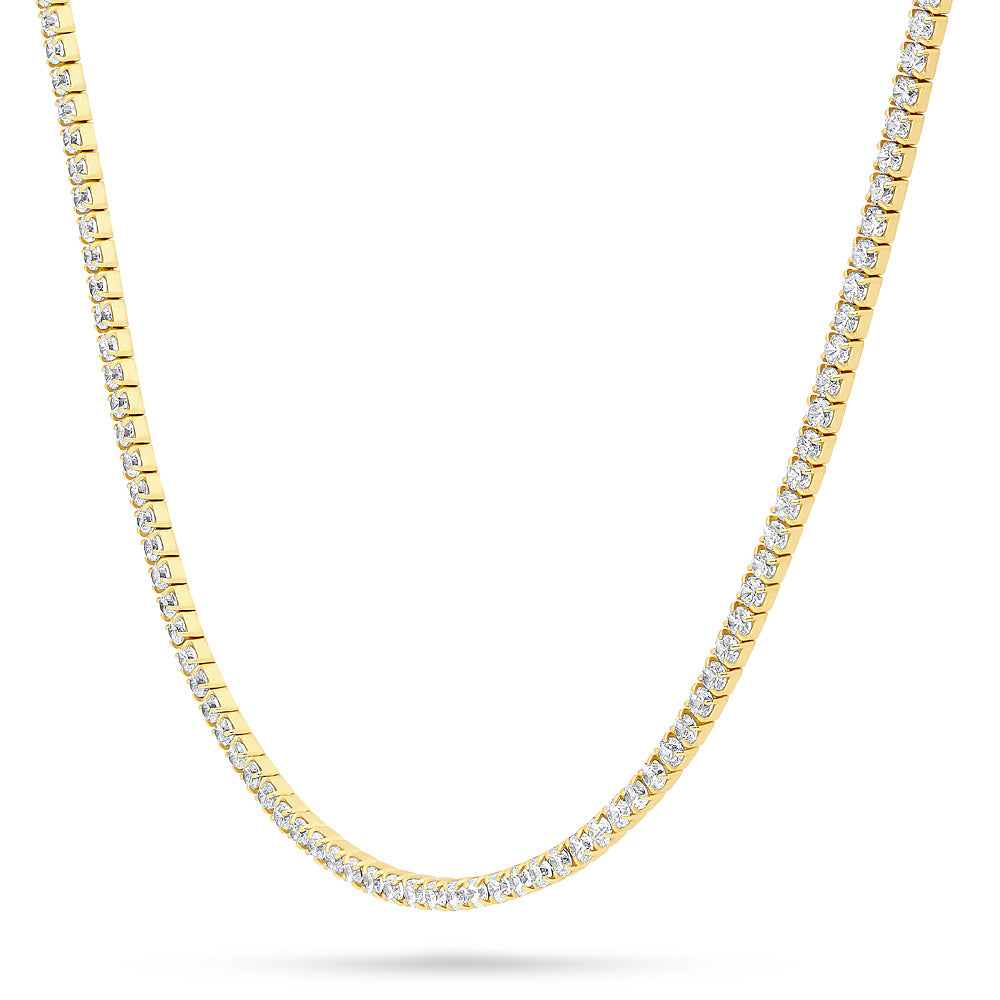 Front view of CZ Tennis Choker Necklace Set in Sterling Silver, 3-Piece Style 1