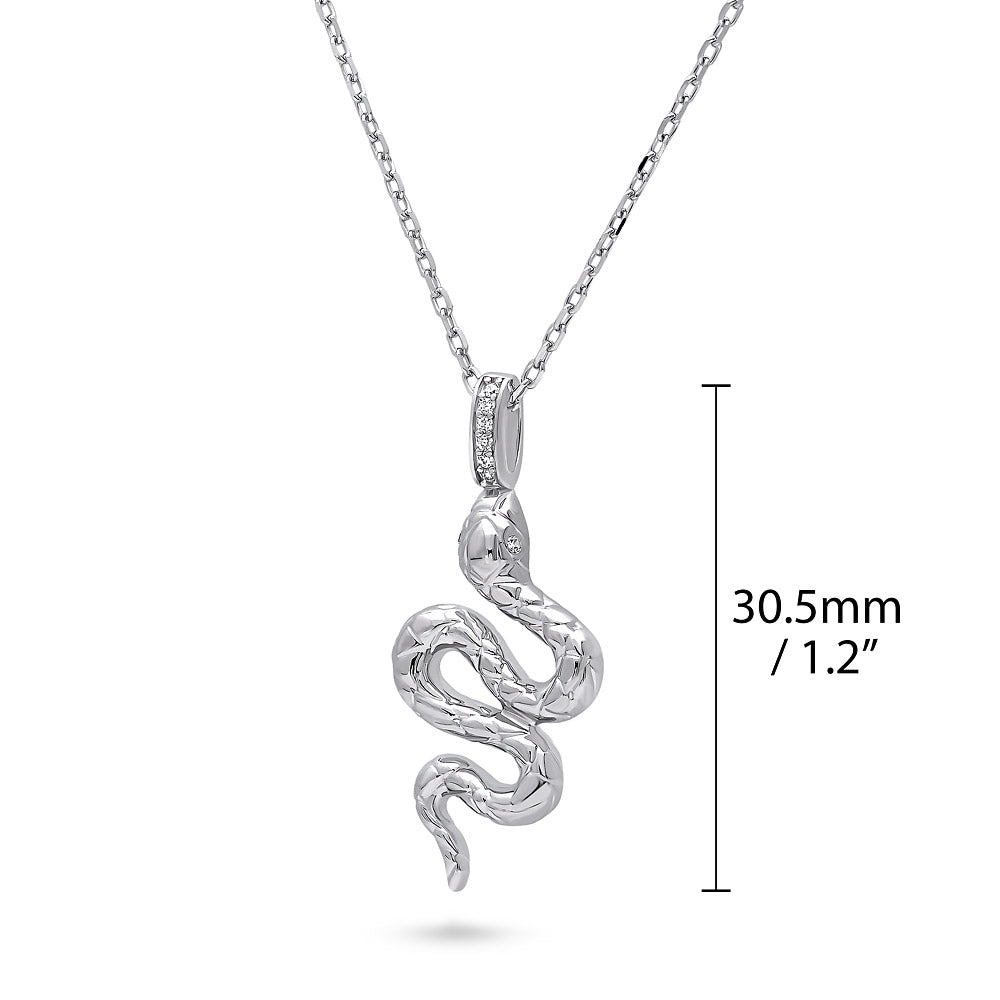 Sterling Silver Snake Cubic Zirconia CZ Pendant Necklace – BERRICLE