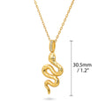 Front view of Snake CZ Medium Necklace in Sterling Silver, Yellow Gold Flashed