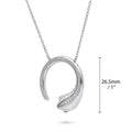 Front view of Snake CZ Pendant Necklace in Sterling Silver, Rhodium Plated