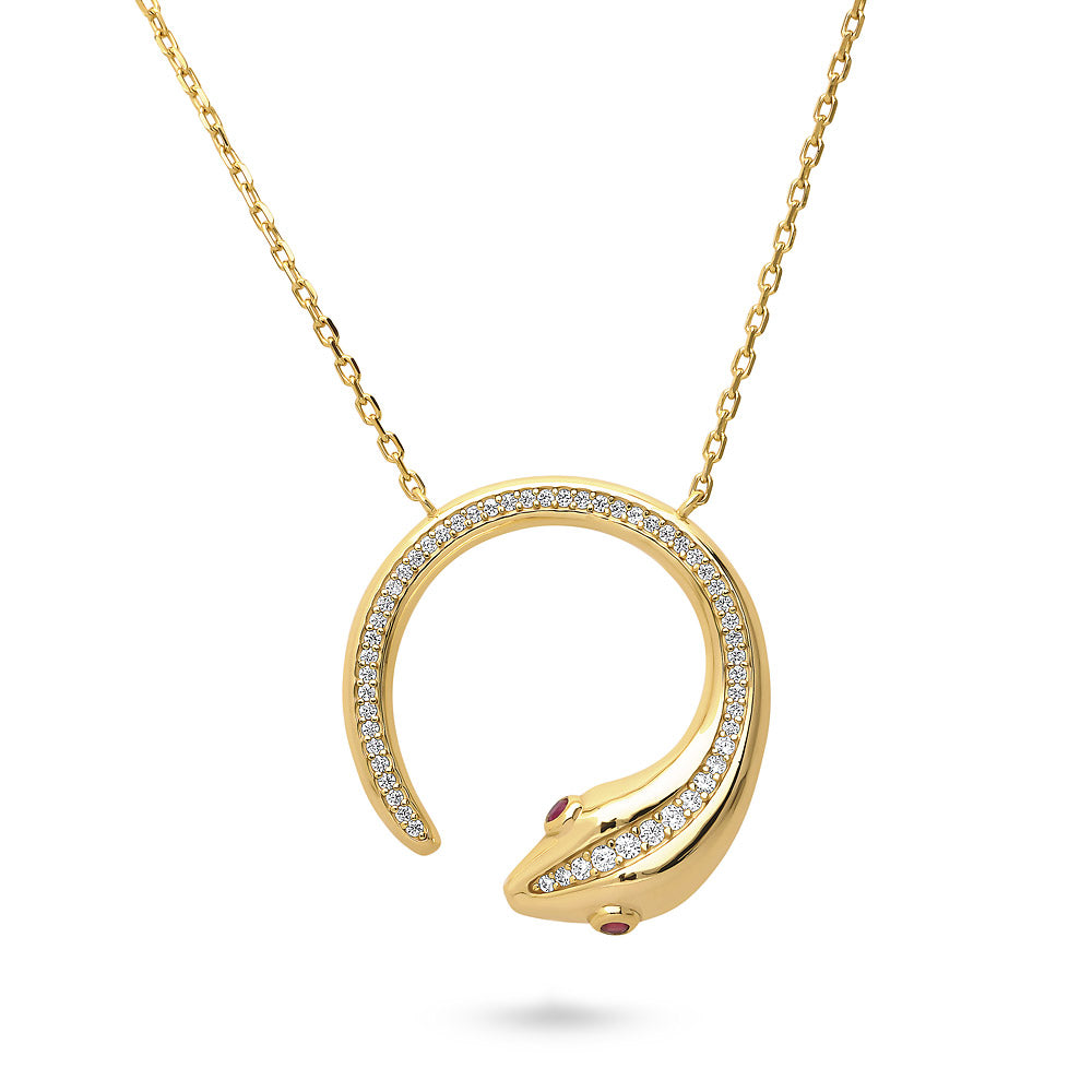 Snake CZ Pendant Necklace in Sterling Silver