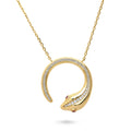 Snake CZ Pendant Necklace in Sterling Silver, Yellow Gold Flashed