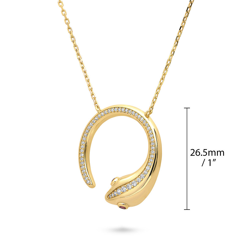 Sterling Silver Snake Cubic Zirconia CZ Pendant Necklace #N1729