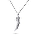 Horn CZ Pendant Necklace in Sterling Silver, Rhodium Plated