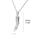 Front view of Horn CZ Pendant Necklace in Sterling Silver