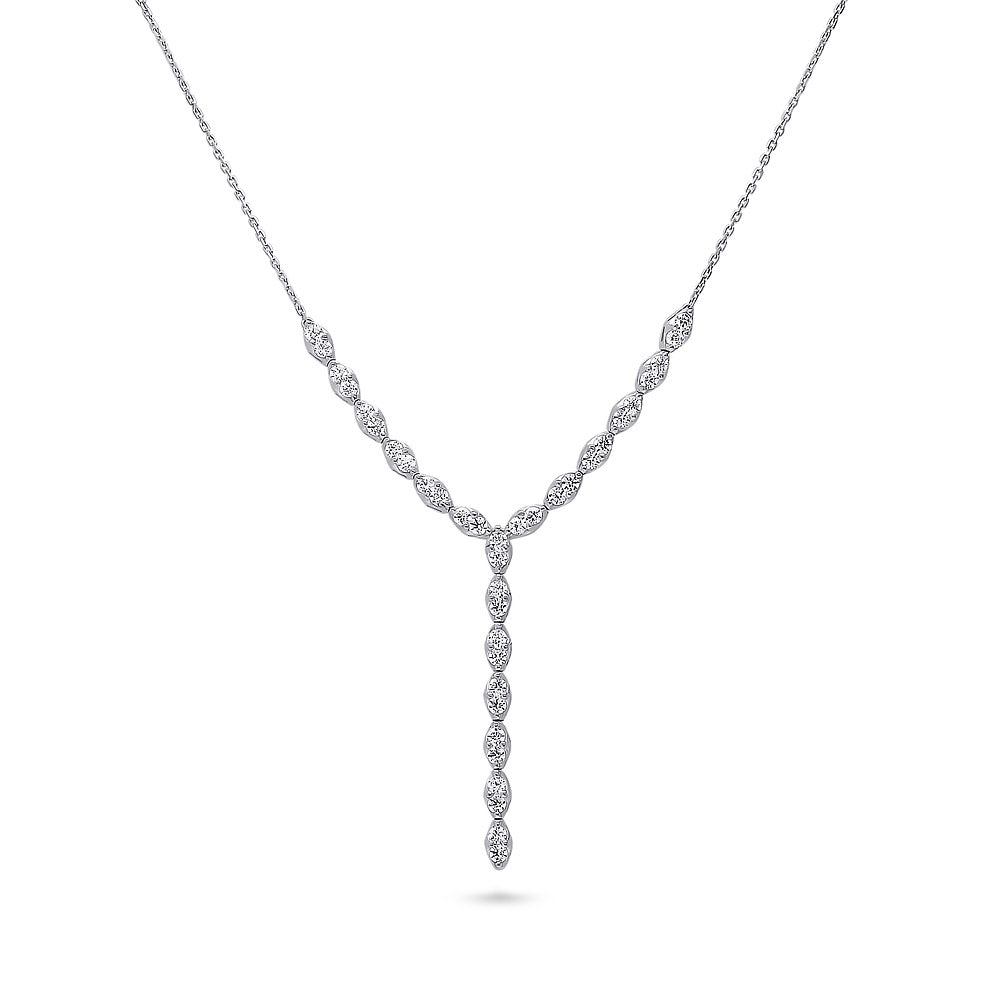 CZ Lariat Necklace in Sterling Silver, 1 of 8