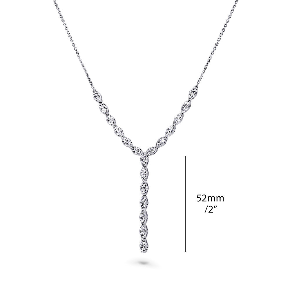Front view of CZ Lariat Necklace in Sterling Silver, 4 of 8