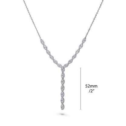 CZ Lariat Necklace in Sterling Silver