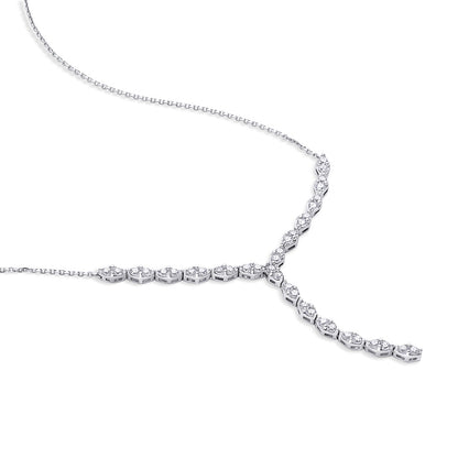 CZ Lariat Necklace in Sterling Silver
