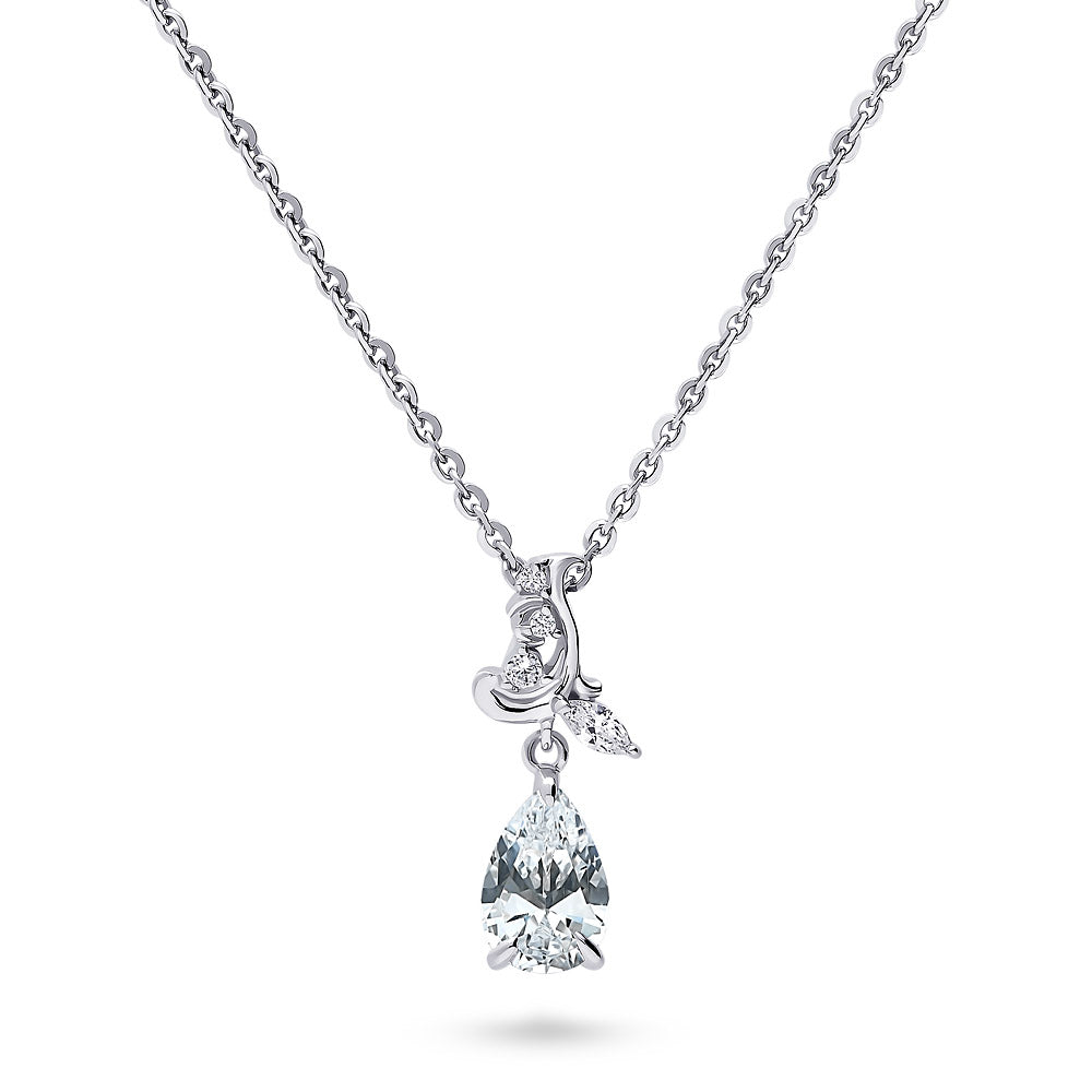 Filigree CZ Pendant Necklace in Sterling Silver, 1 of 5