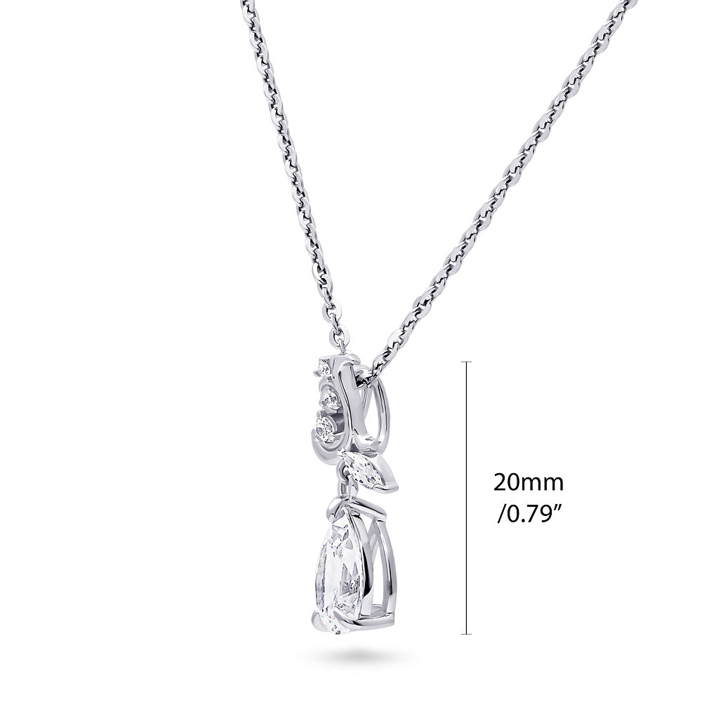 Front view of Filigree CZ Pendant Necklace in Sterling Silver, 3 of 5