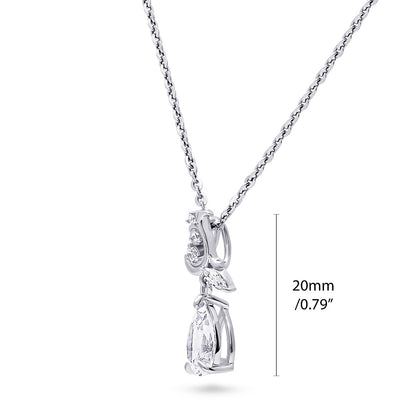 Filigree CZ Pendant Necklace in Sterling Silver